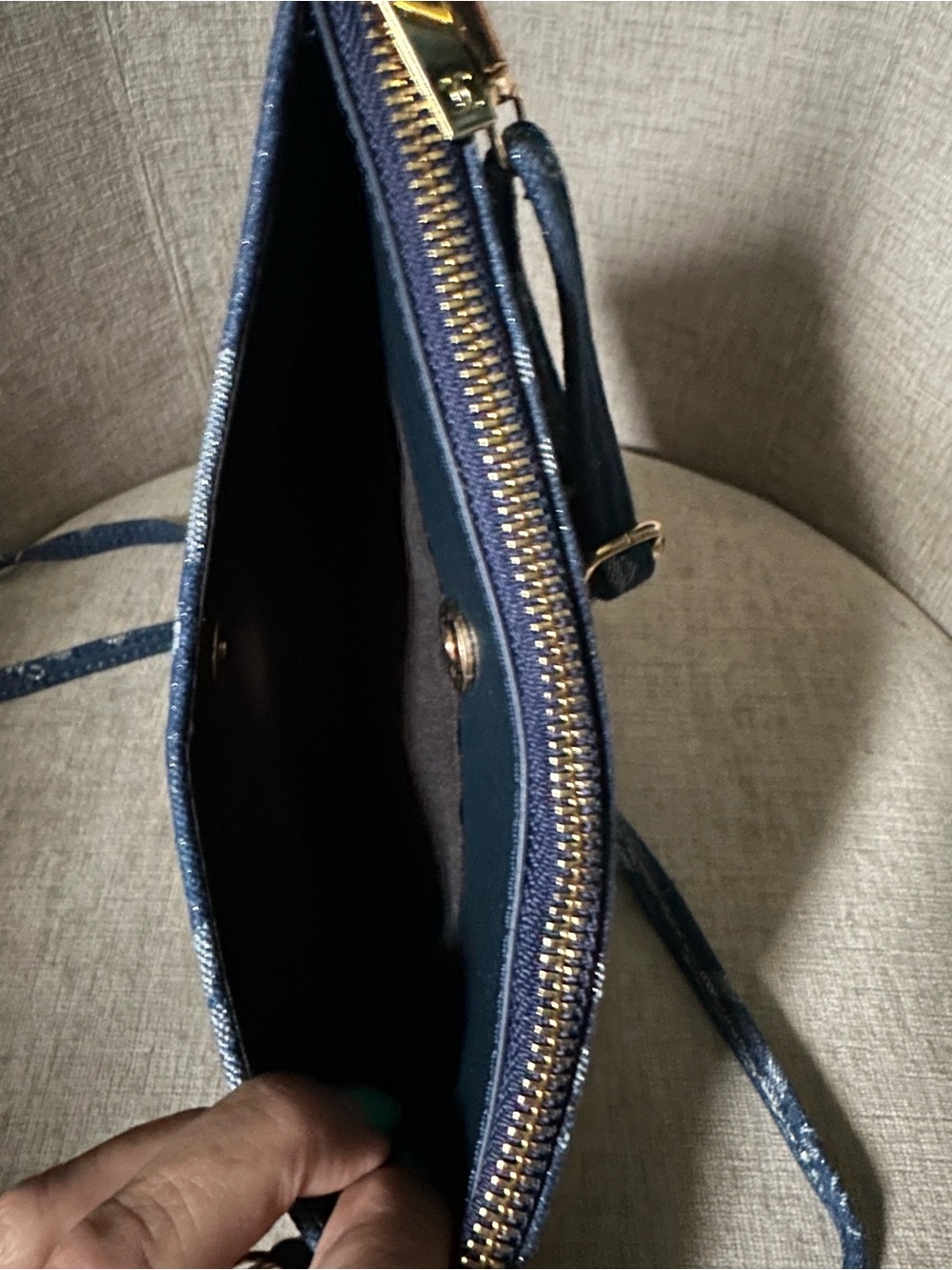 Denim Crossbody Bag in Dark Blue - Picture 7 of 8